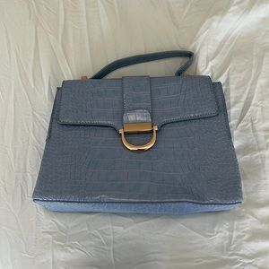Blue faux crocodile skin bag